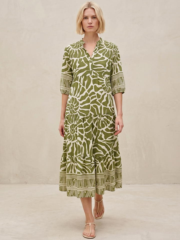 GEORGINA TIERED SMOCK MIDI DRESS