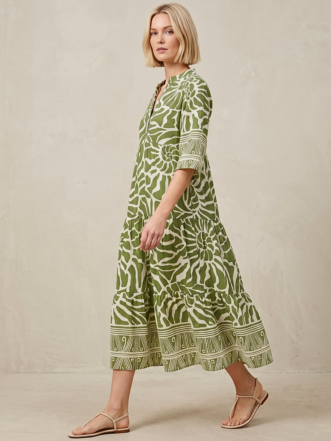 GEORGINA TIERED SMOCK MIDI DRESS