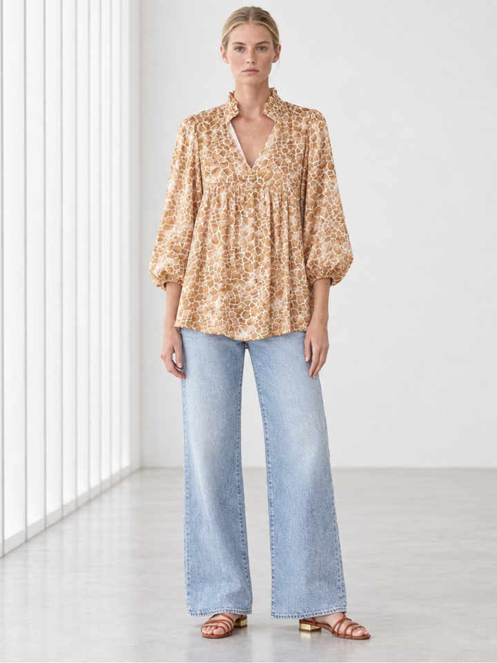 Vitoria Ruffle Neck Satin Blouse