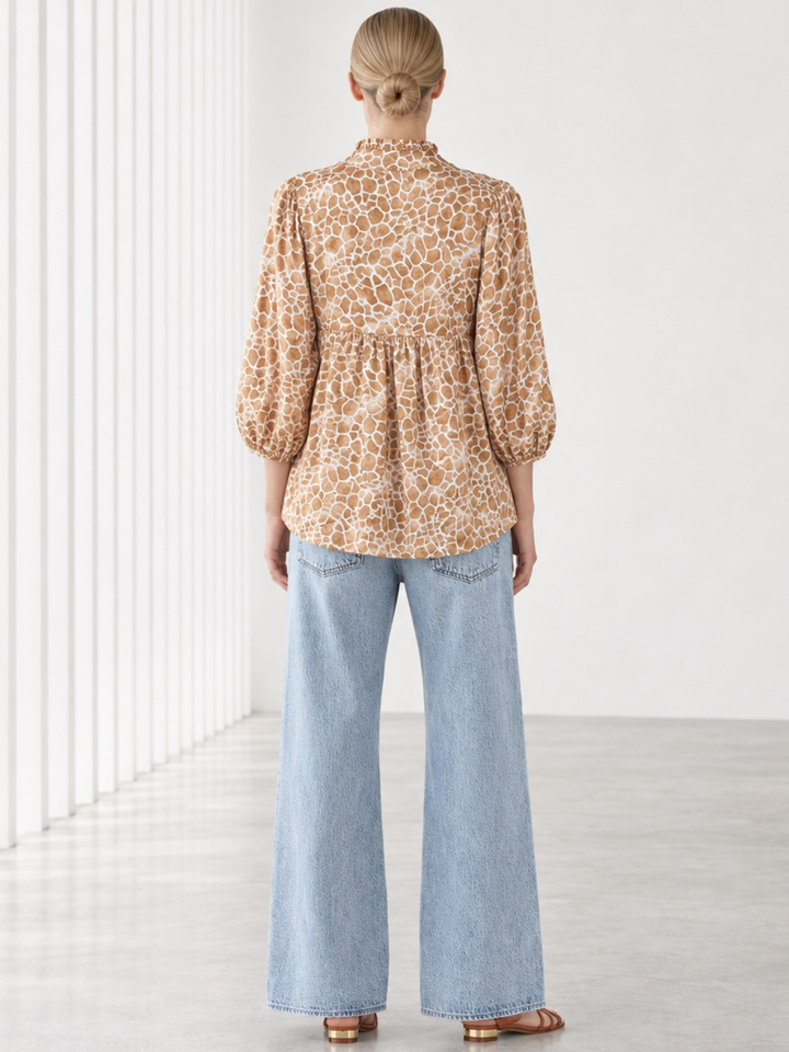 Vitoria Ruffle Neck Satin Blouse