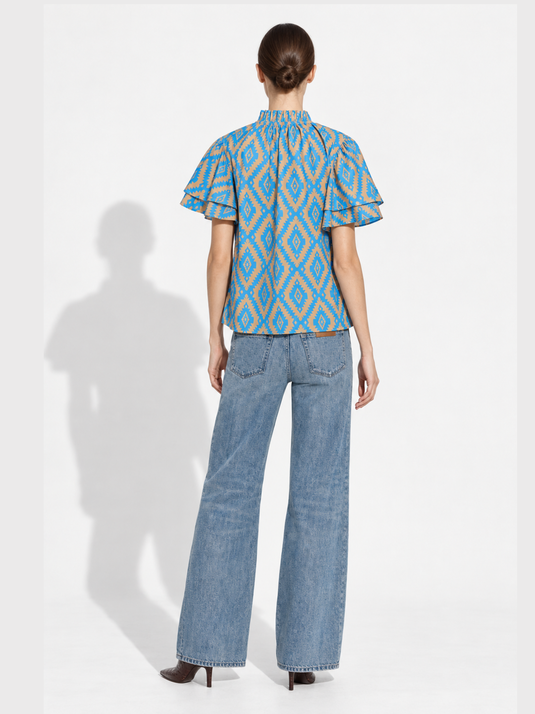Eunice Ruffle Neck Tiered Flutter Sleeve Top