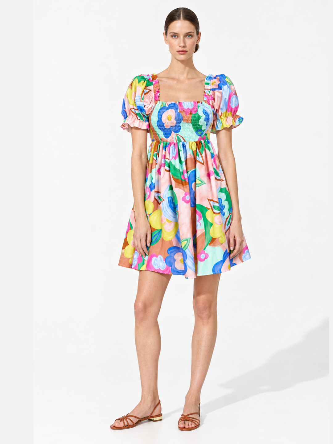 Lenna Smocked Bodice Puff Sleeve Mini Dress