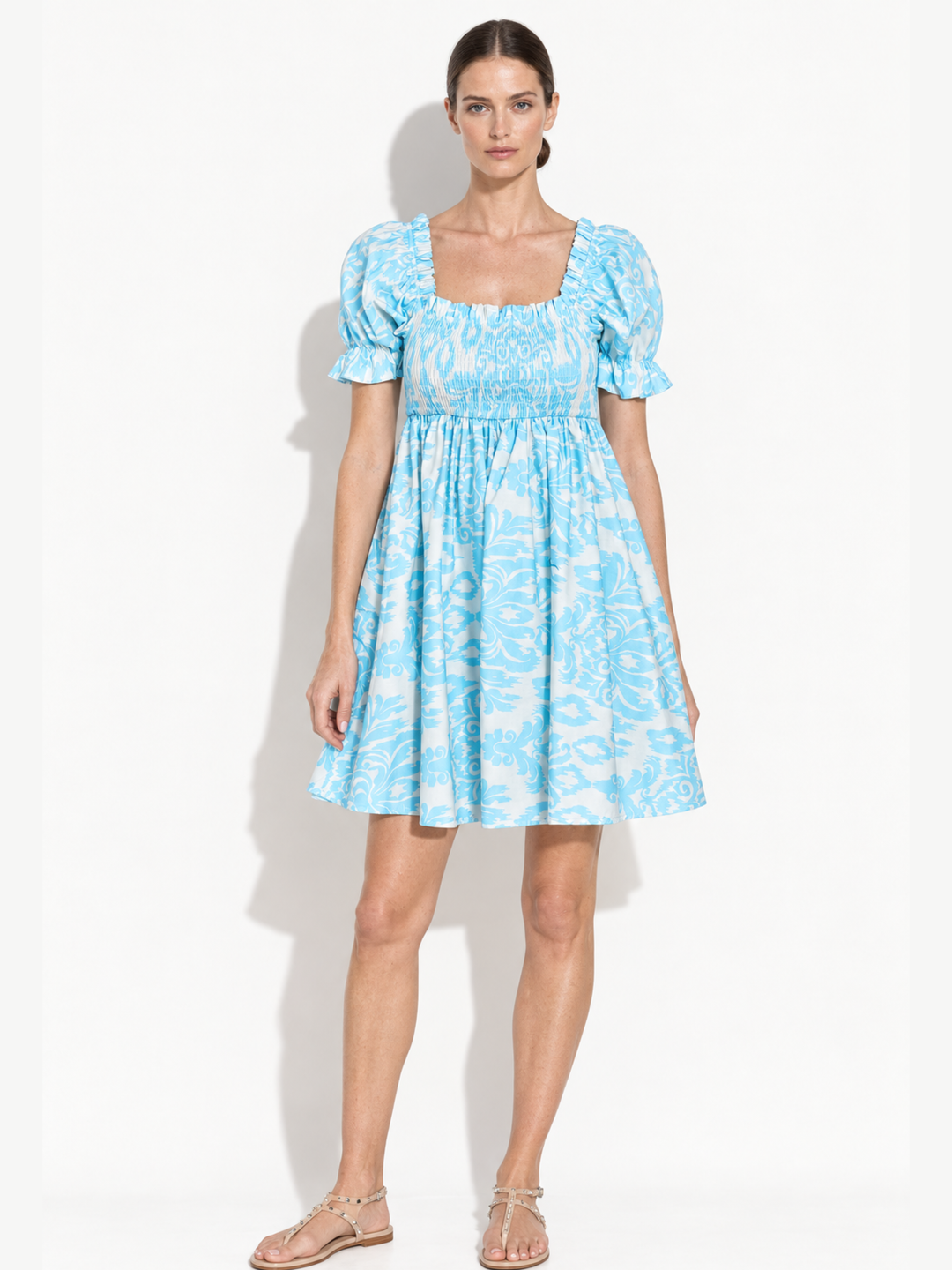 Lenna Smocked Bodice Puff Sleeve Mini Dress