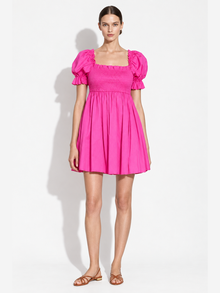 Lenna Smocked Bodice Puff Sleeve Mini Dress