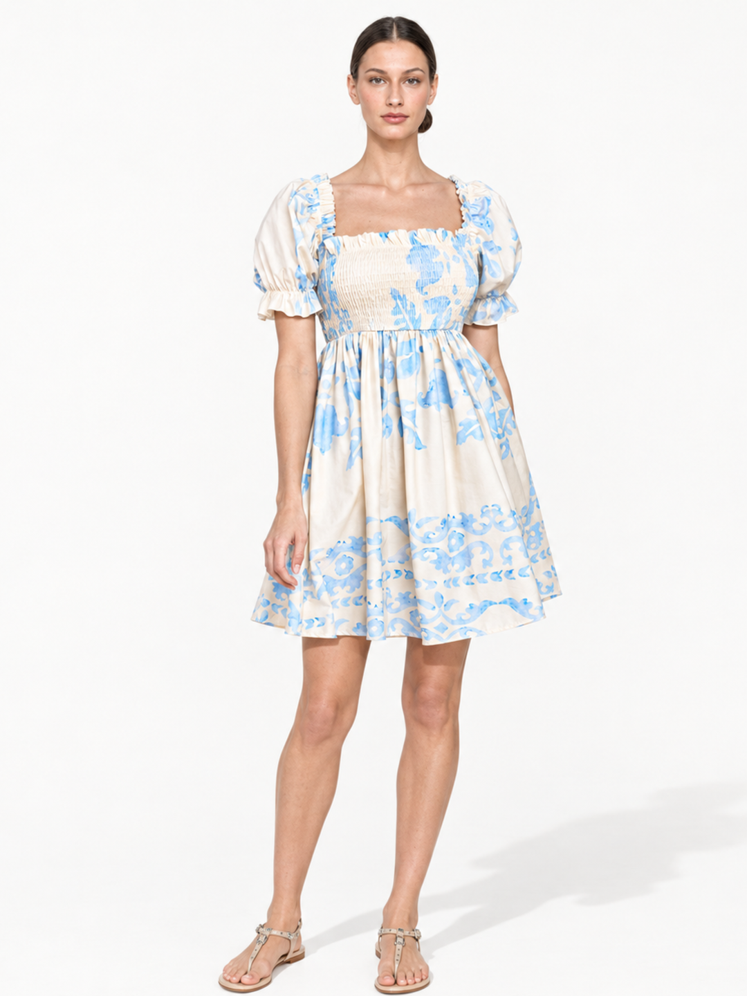 Lenna Smocked Bodice Puff Sleeve Mini Dress