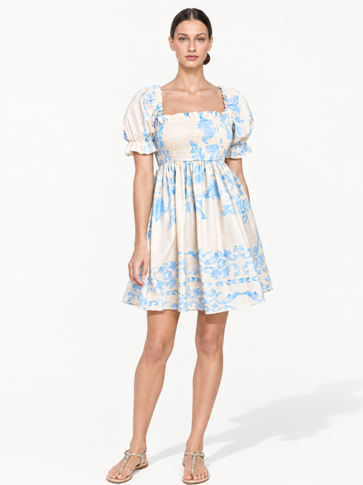 Lenna Smocked Bodice Puff Sleeve Mini Dress