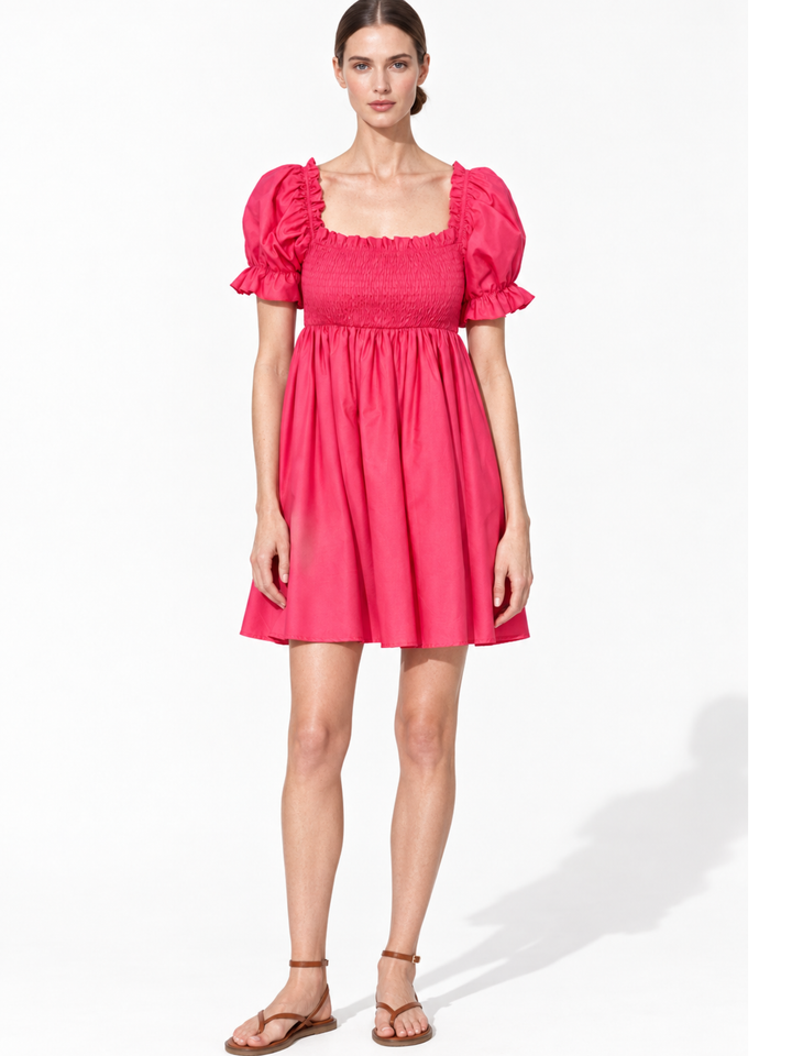 Lenna Smocked Bodice Puff Sleeve Mini Dress