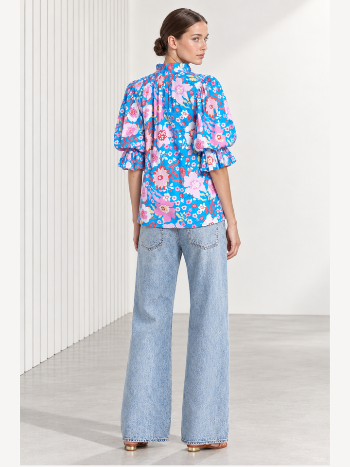 Remy Ruffle Neck Balloon Sleeve Top