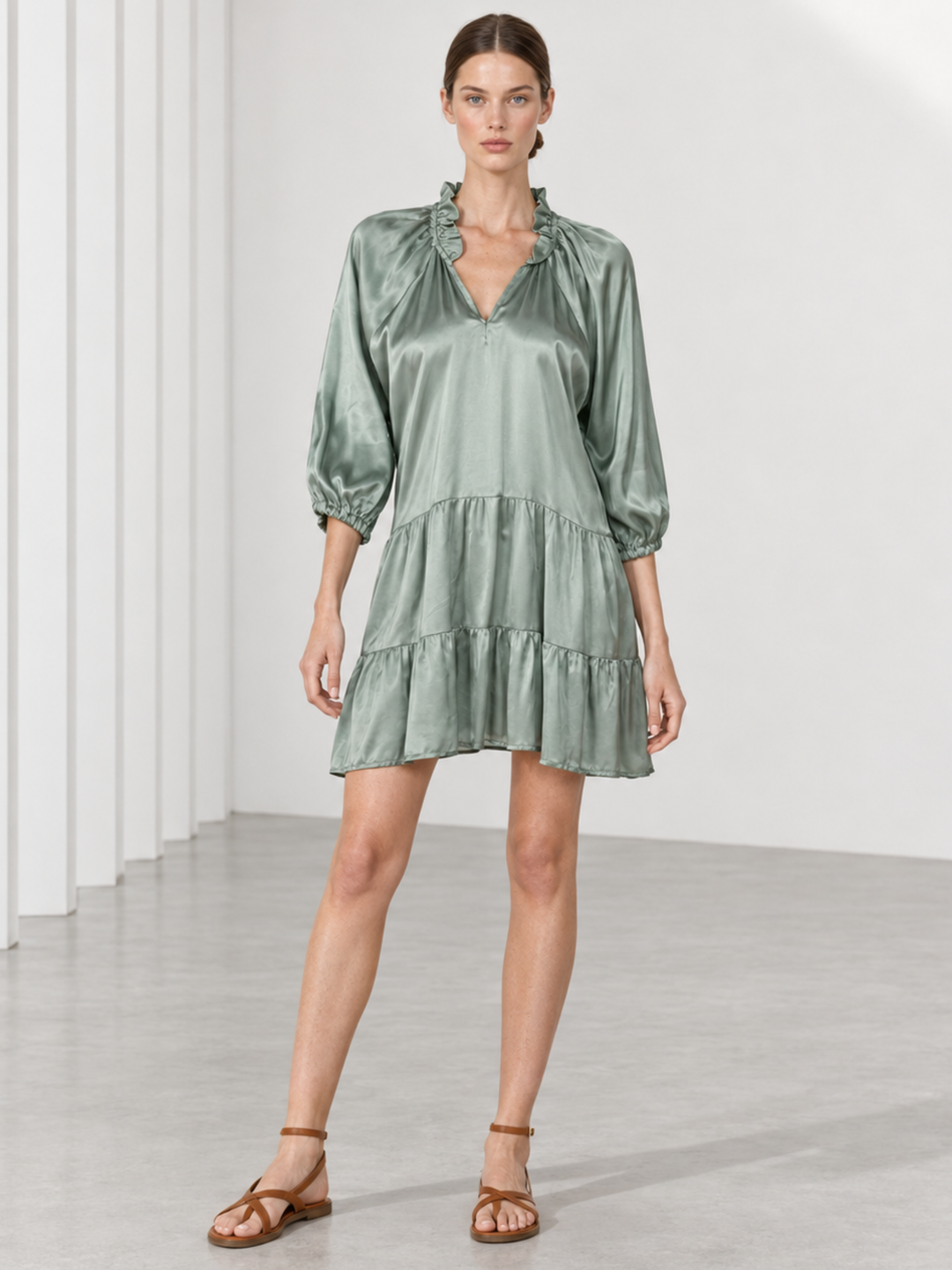 Sean Tiered Puff Sleeve Mini Dress