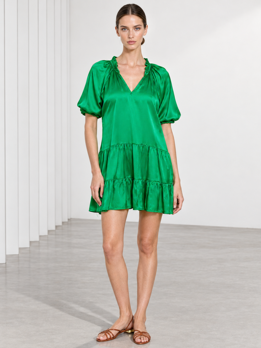 Sean Tiered Puff Sleeve Mini Dress