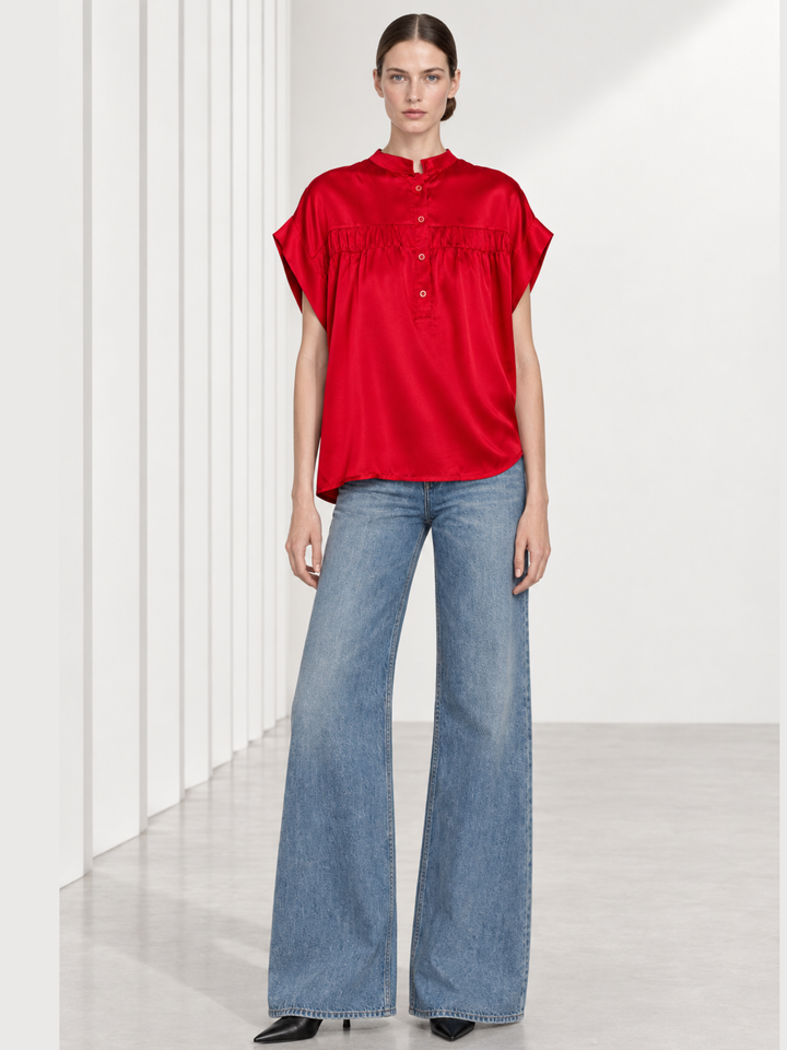 Lise Satin Cap Sleeve Top
