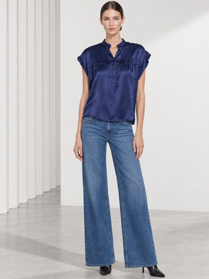 Lise Satin Cap Sleeve Top