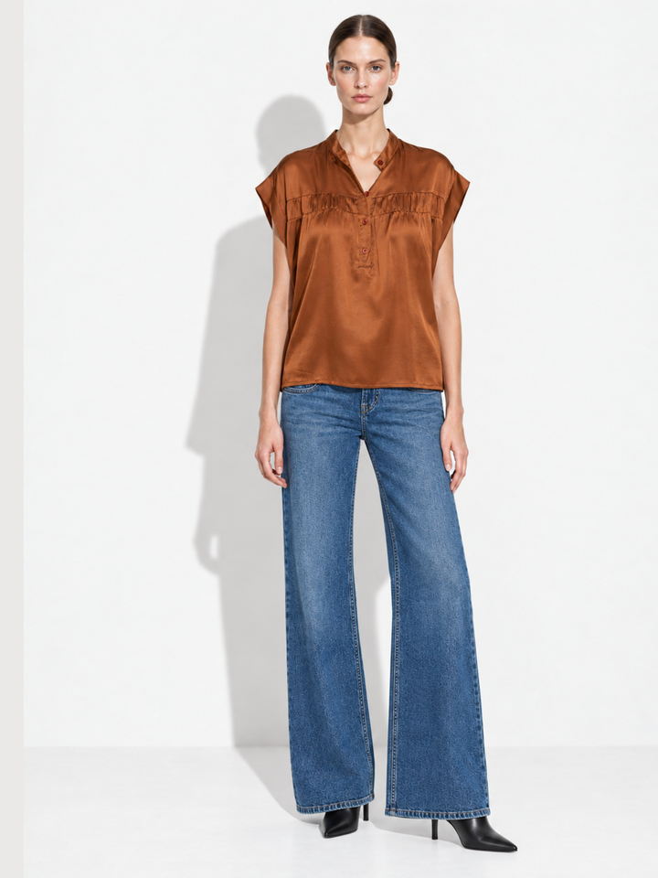 Lise Satin Cap Sleeve Top