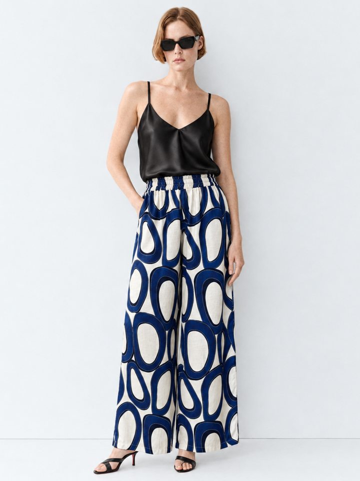 Amara Satin Wide-Leg Paperbag Waist Pants