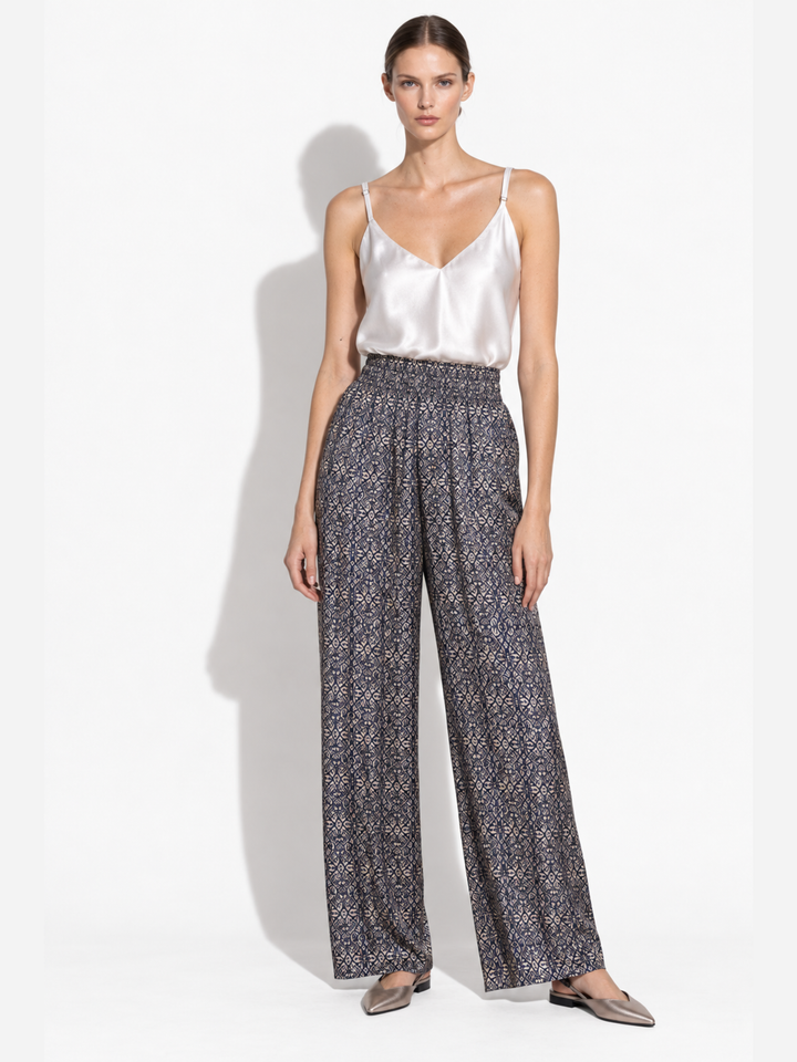 Amara Satin Wide-Leg Paperbag Waist Pants