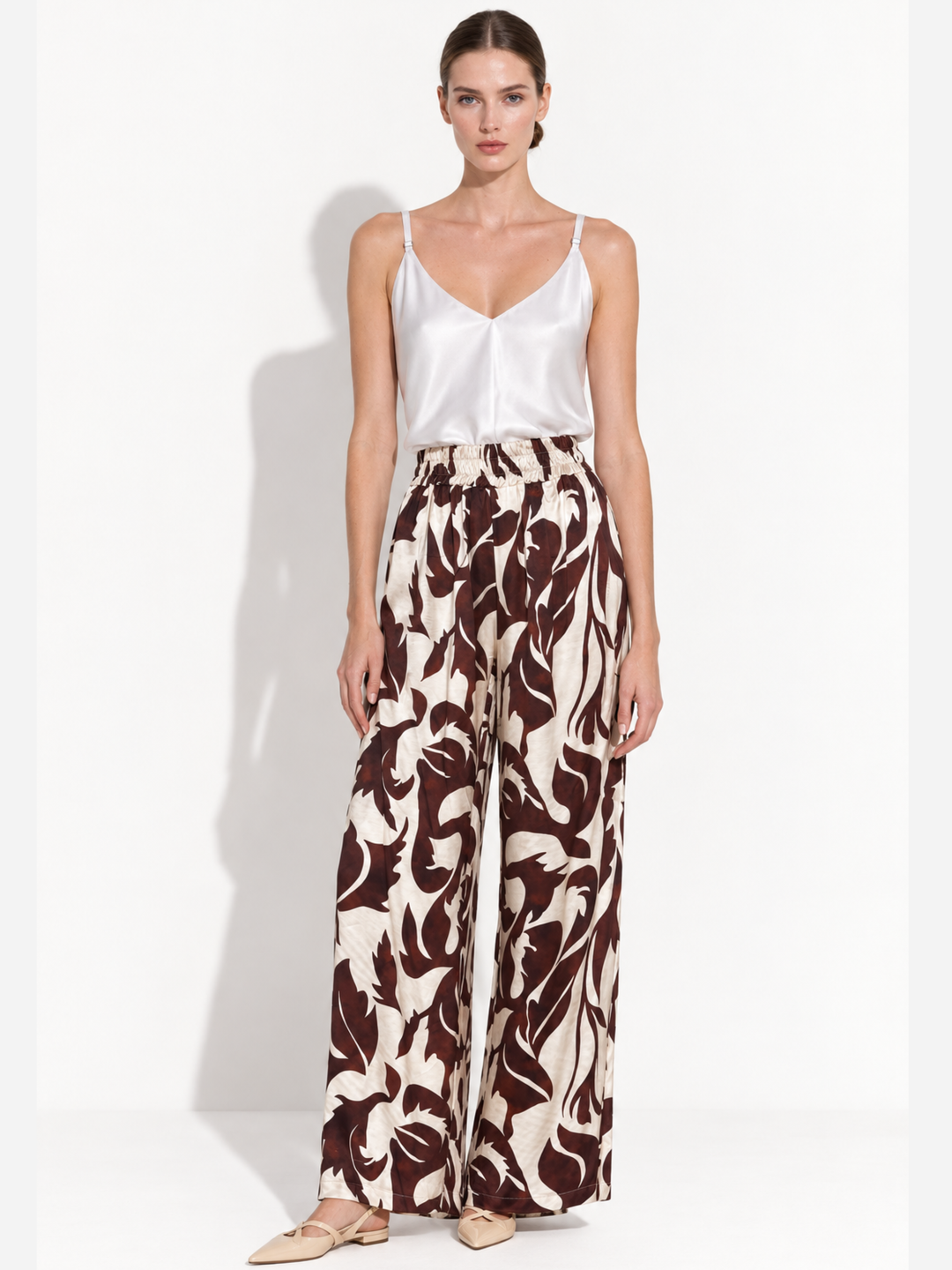 Amara Satin Wide-Leg Paperbag Waist Pants