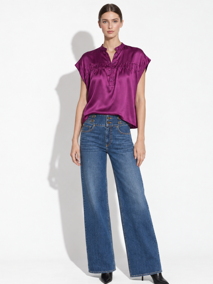 Lise Satin Cap Sleeve Top