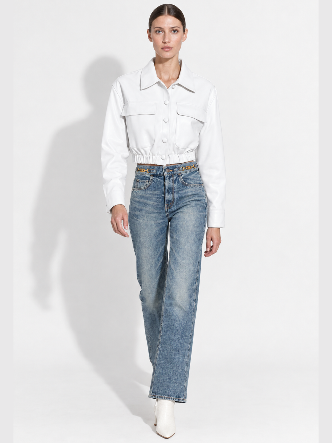 Emeri Vegan Leather Cropped Utility Jacket