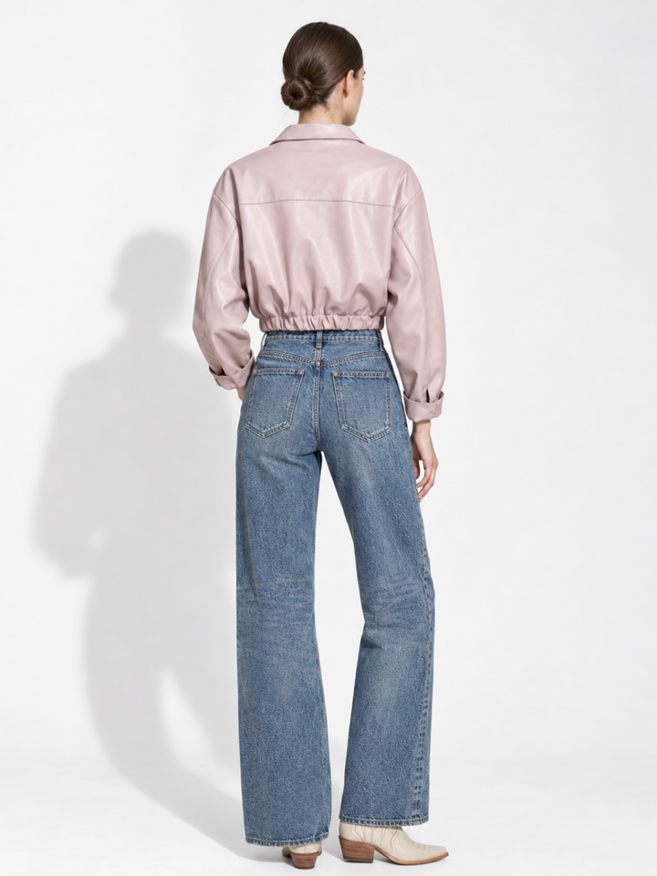 Emeri Vegan Leather Cropped Utility Jacket