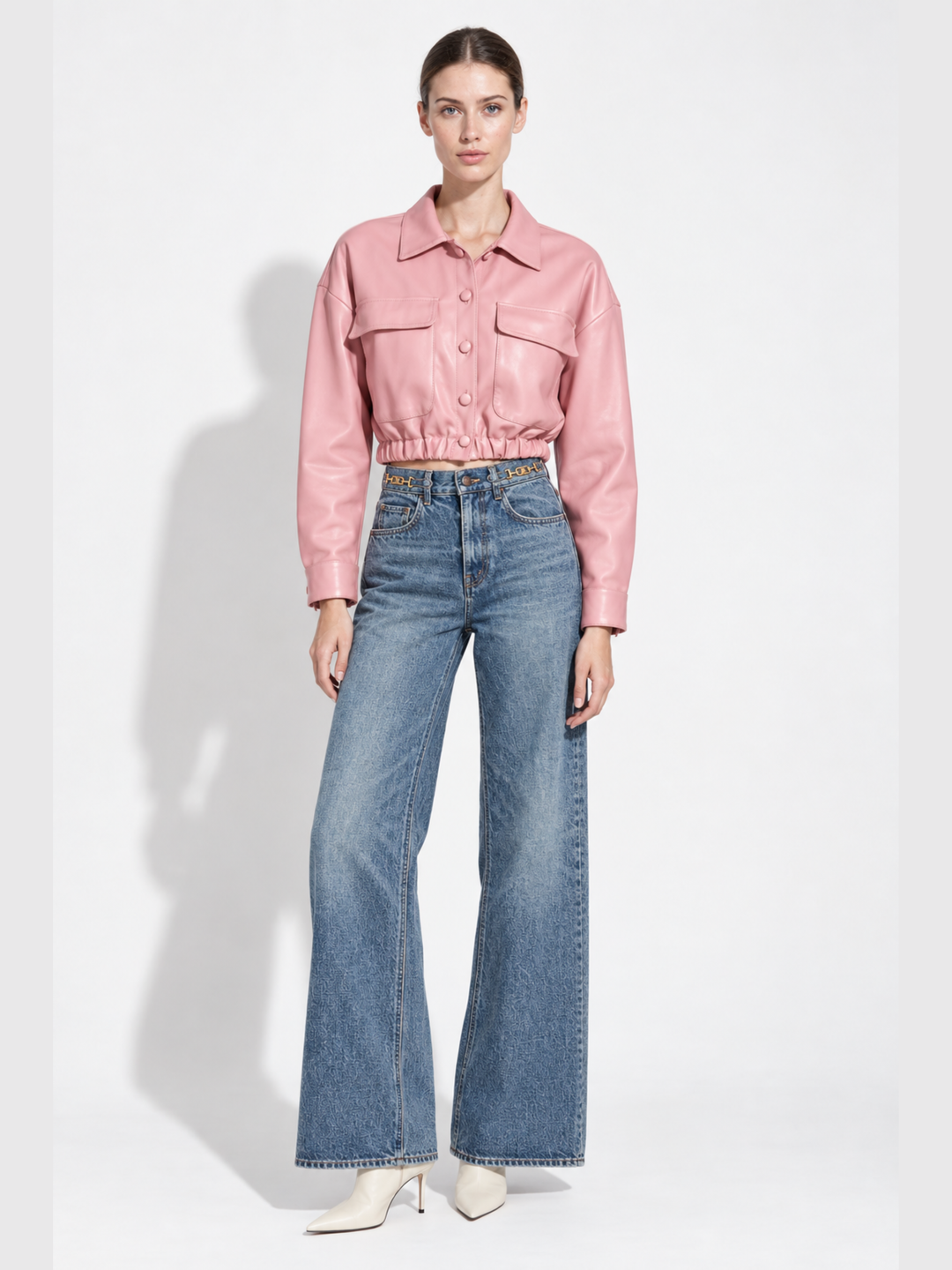 Emeri Vegan Leather Cropped Utility Jacket