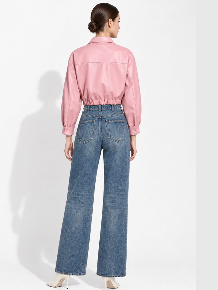 Emeri Vegan Leather Cropped Utility Jacket