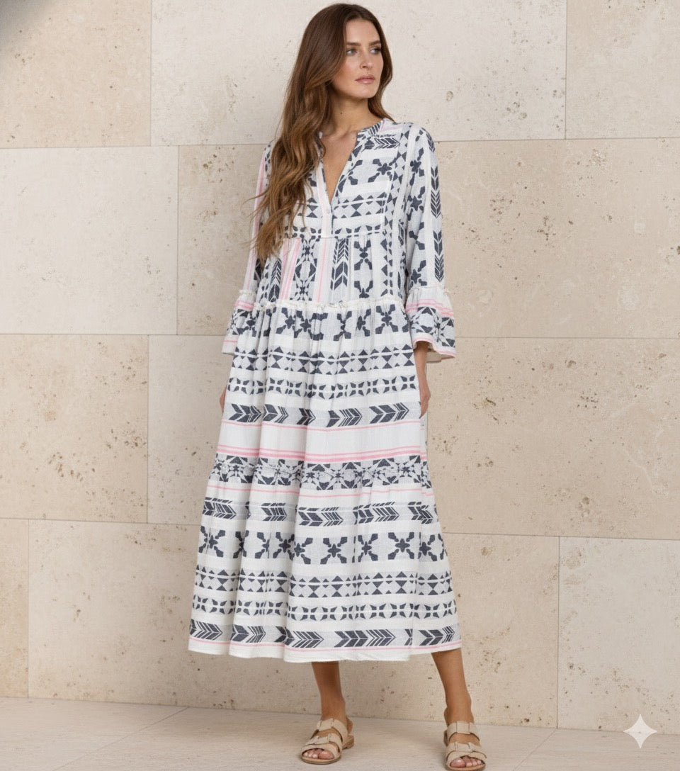 The Barcelona Tiered Coton Maxi Dress