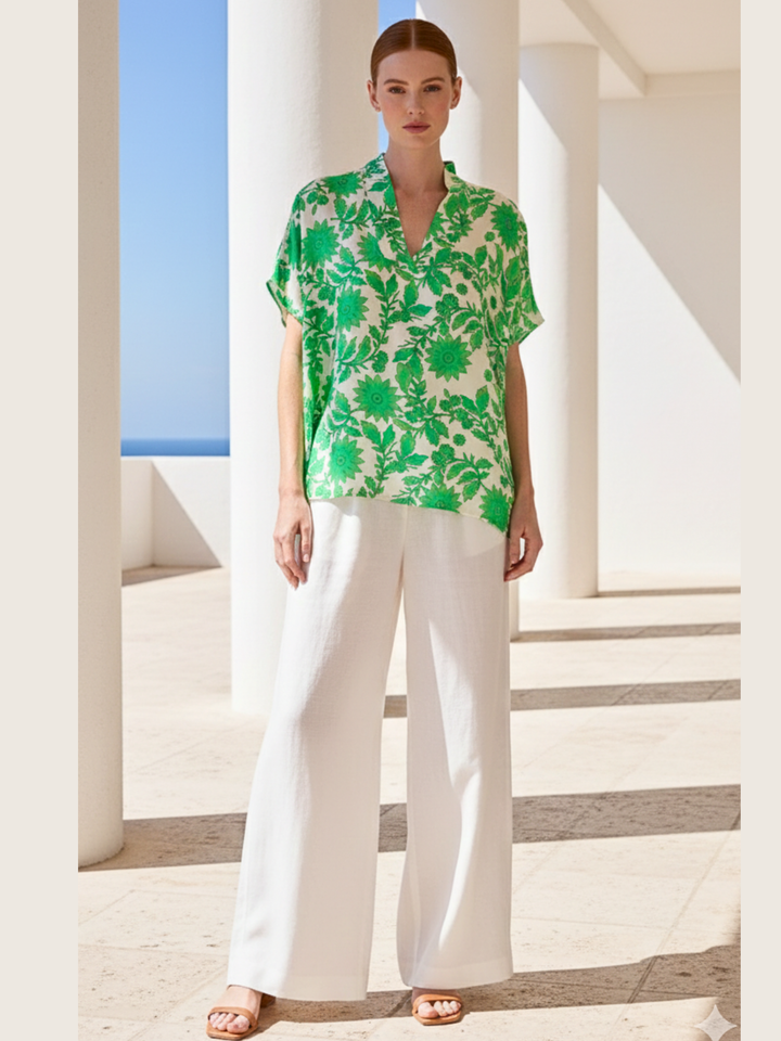 Inez Satin V-Neck Top
