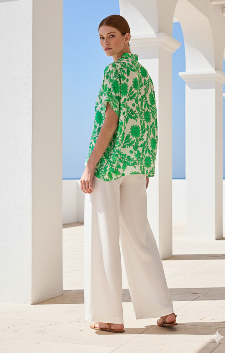 Inez Satin V-Neck Top