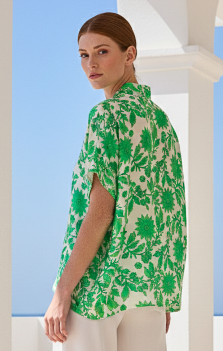 Inez Satin V-Neck Top