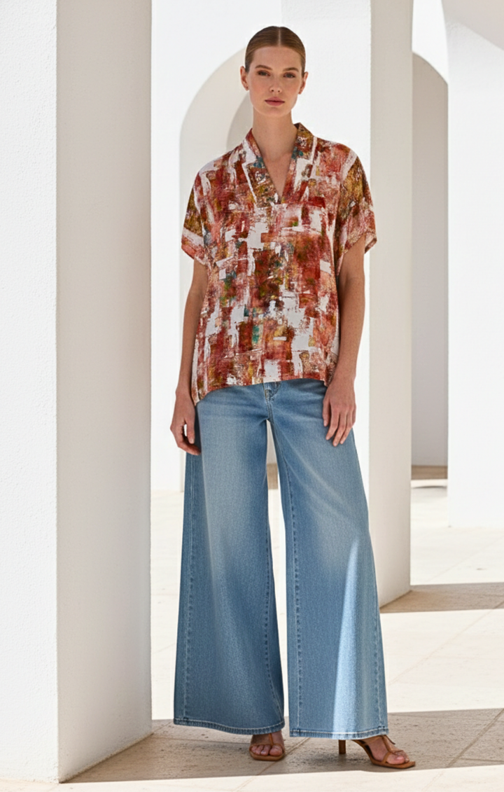 Inez Satin V-Neck Top