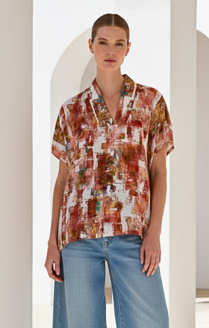 Inez Satin V-Neck Top