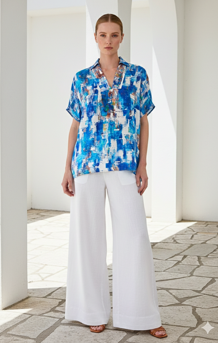 Inez Satin V-Neck Top