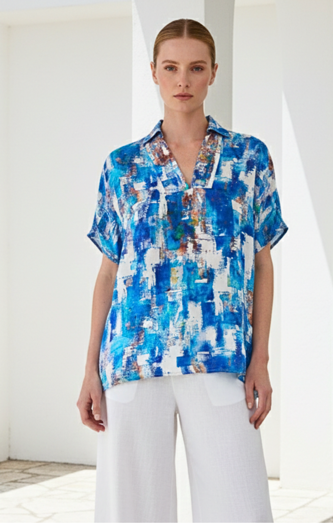 Inez Satin V-Neck Top