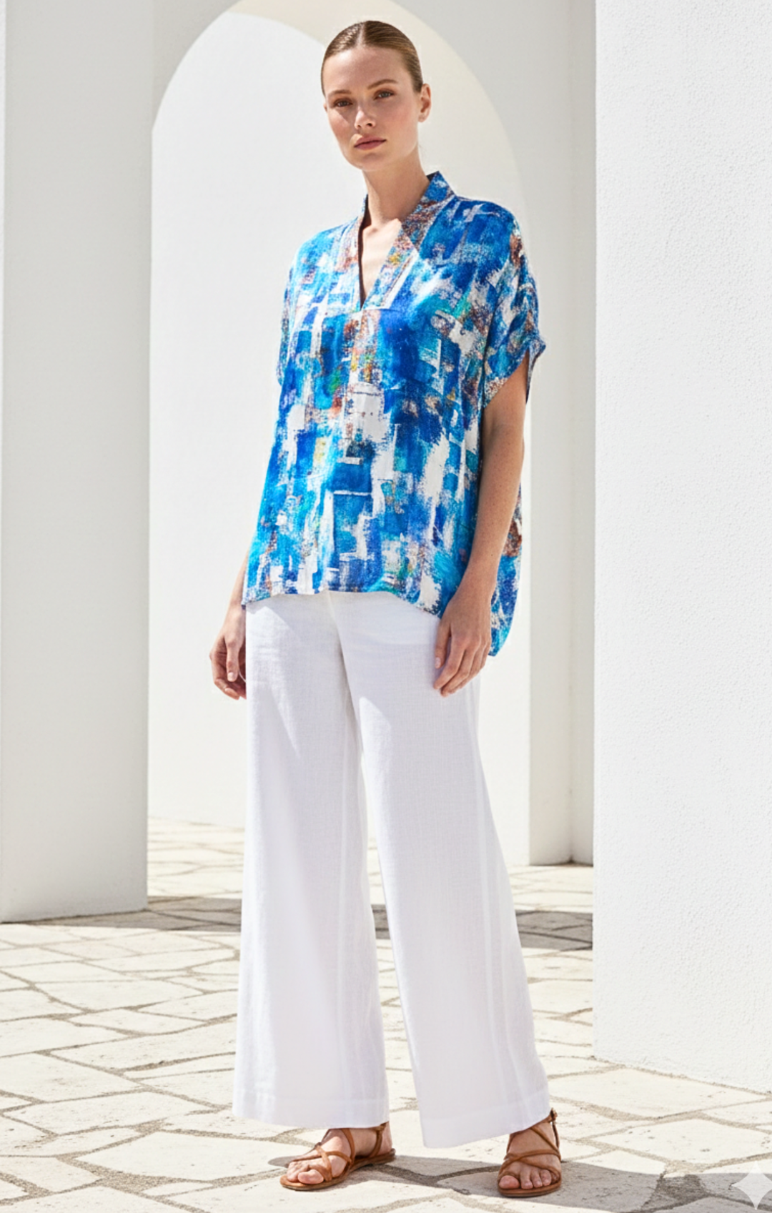 Inez Satin V-Neck Top