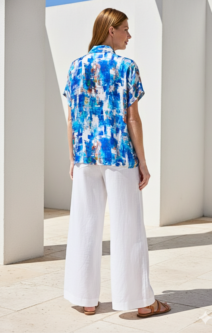 Inez Satin V-Neck Top