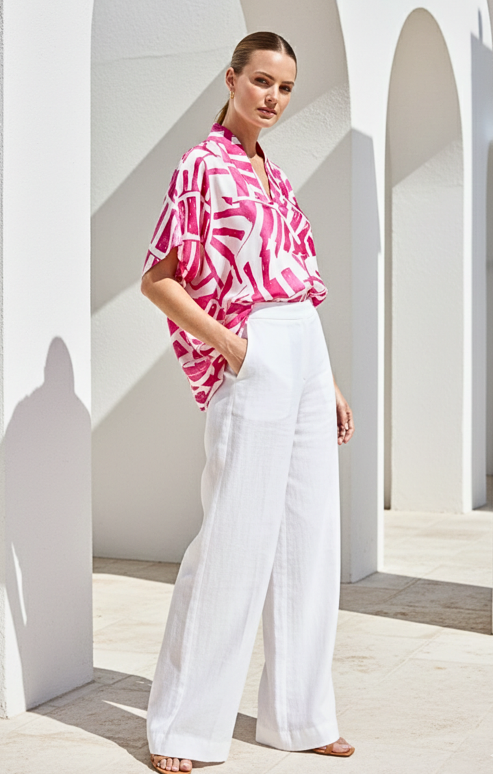 Inez Satin V-Neck Top