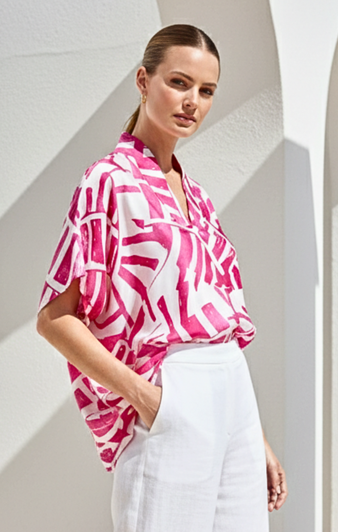 Inez Satin V-Neck Top