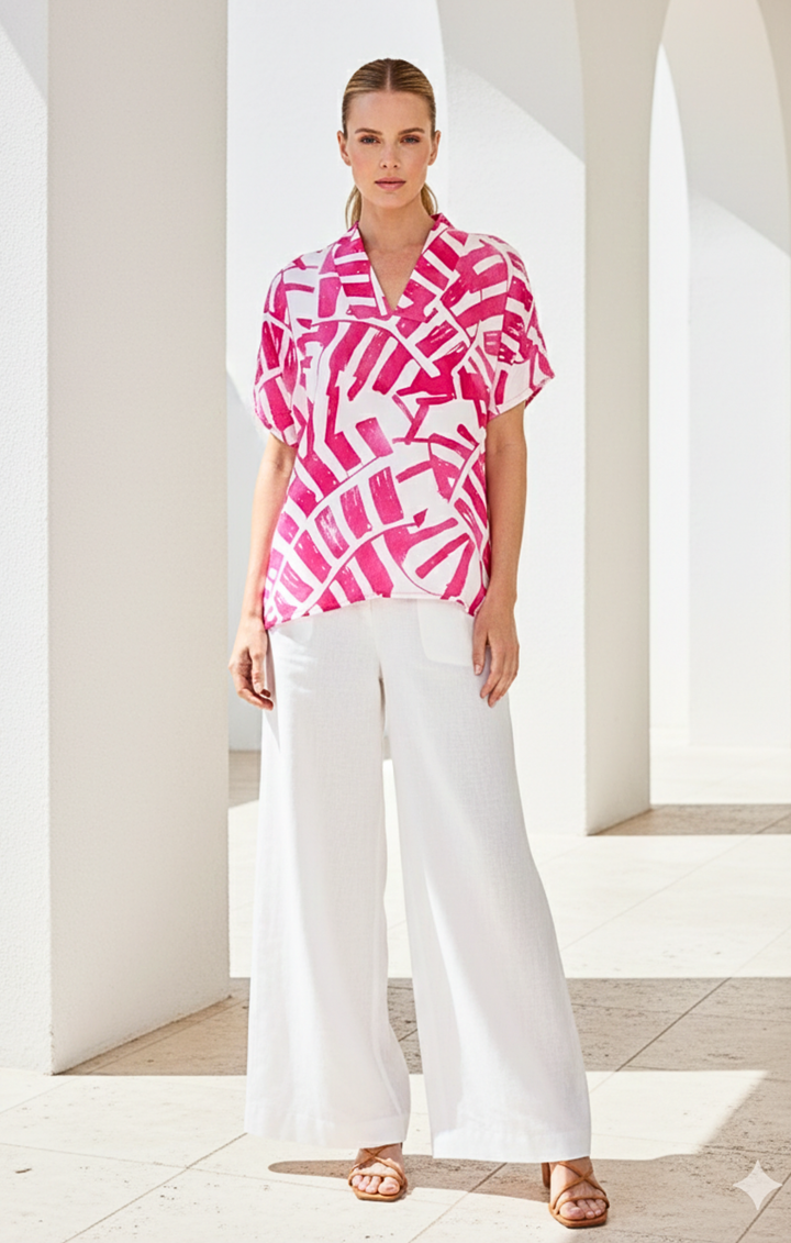 Inez Satin V-Neck Top