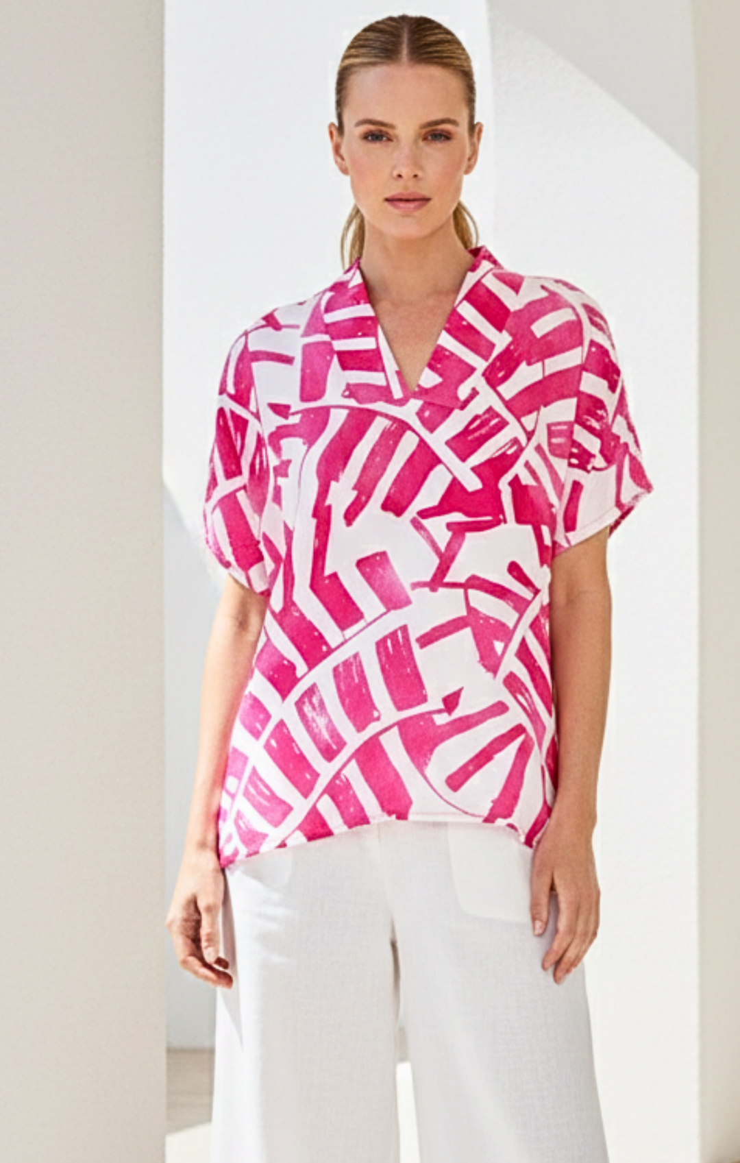 Inez Satin V-Neck Top