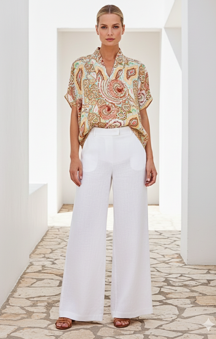 Inez Satin V-Neck Top