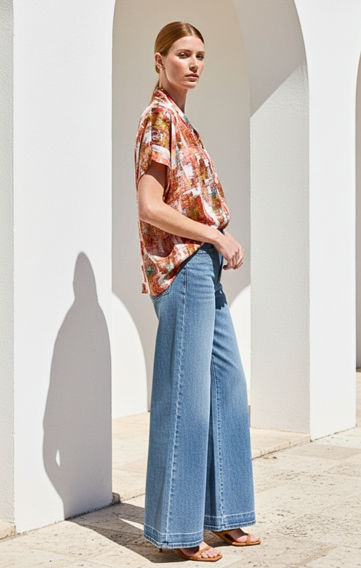 Inez Satin V-Neck Top