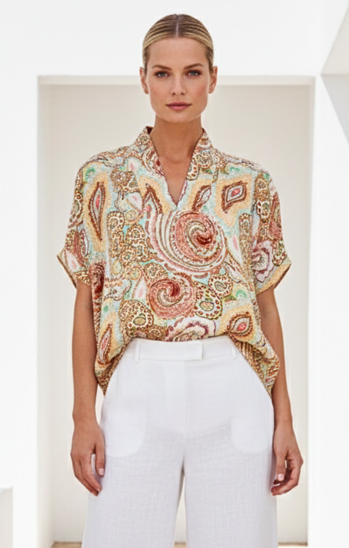 Inez Satin V-Neck Top