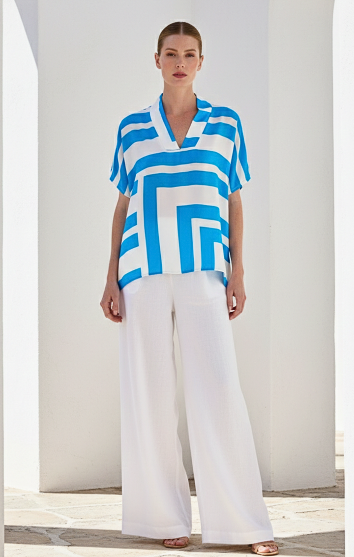 Inez Satin V-Neck Top