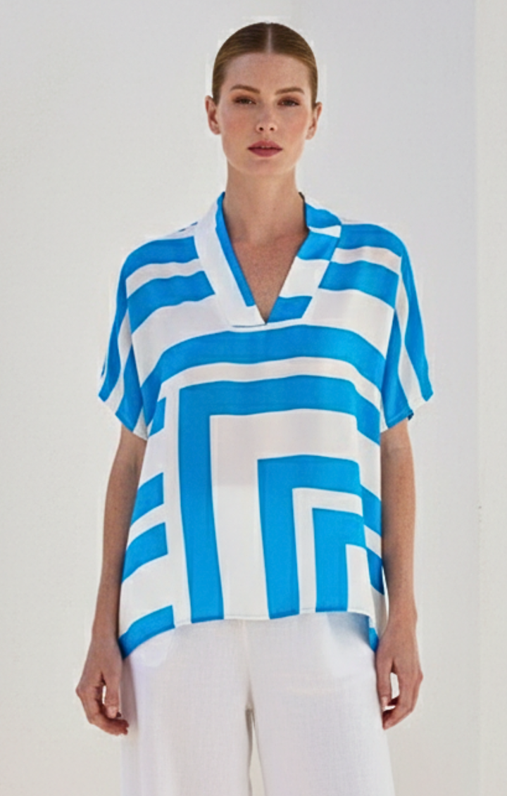 Inez Satin V-Neck Top