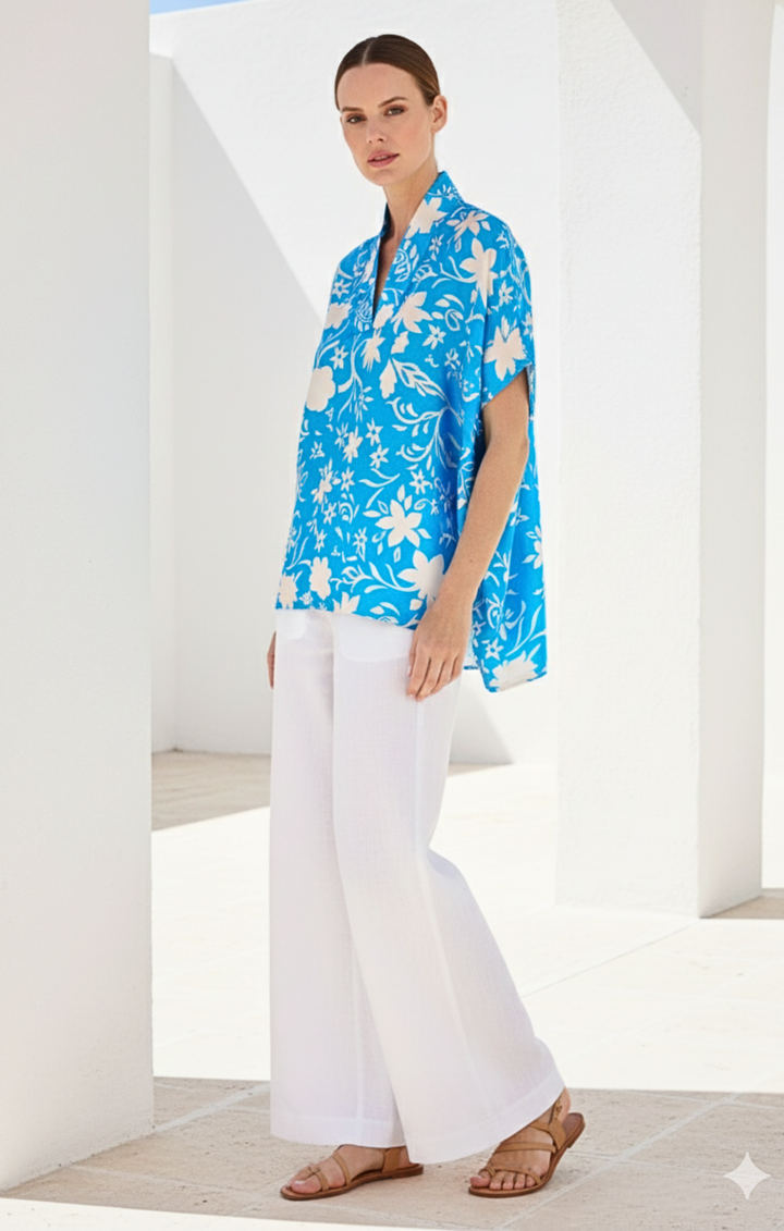 Inez Satin V-Neck Top