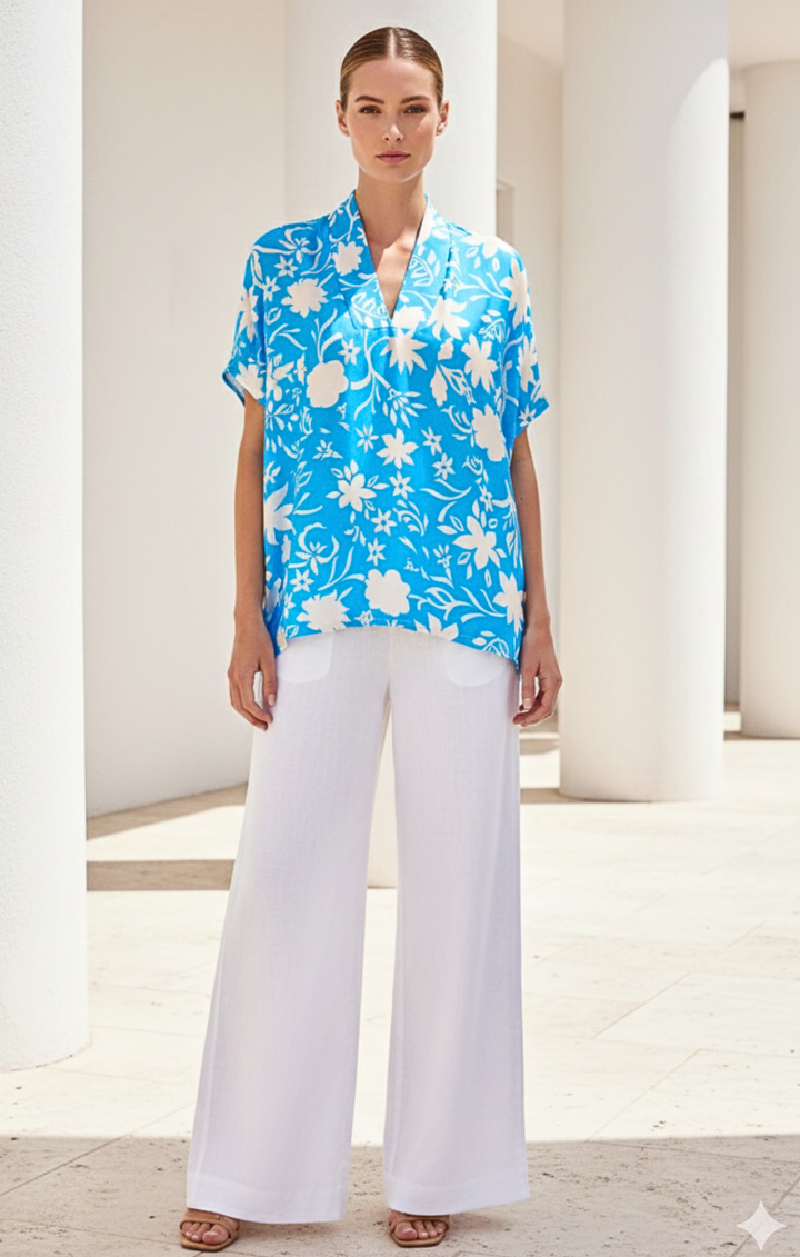 Inez Satin V-Neck Top