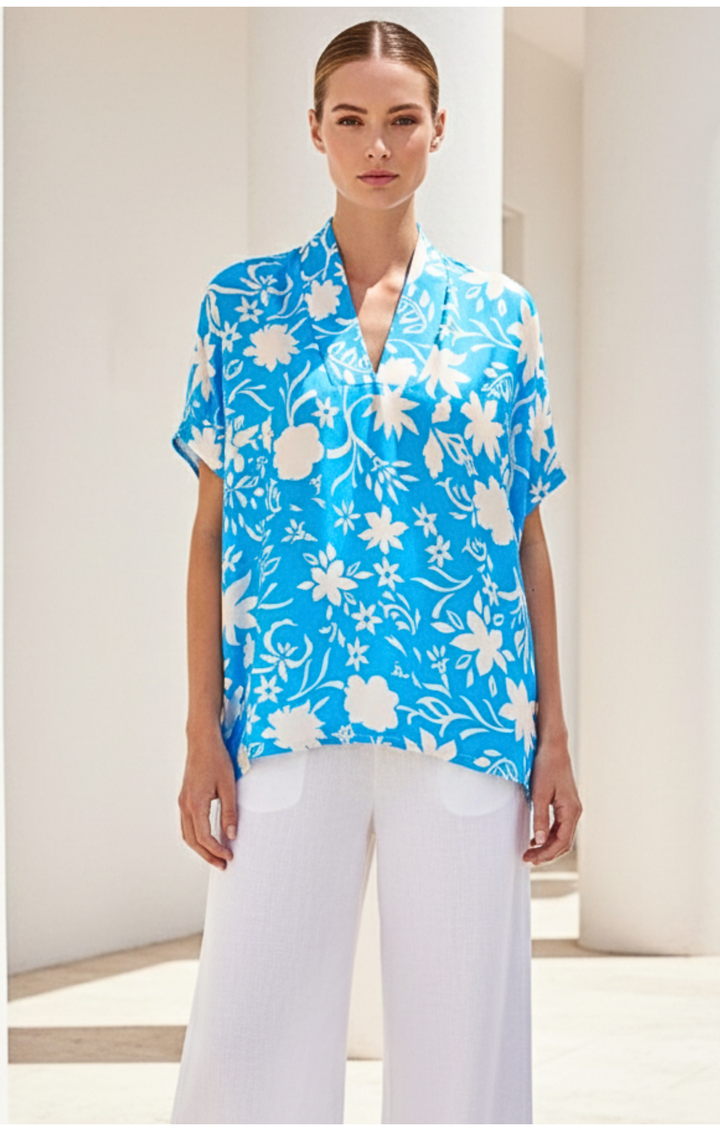 Inez Satin V-Neck Top