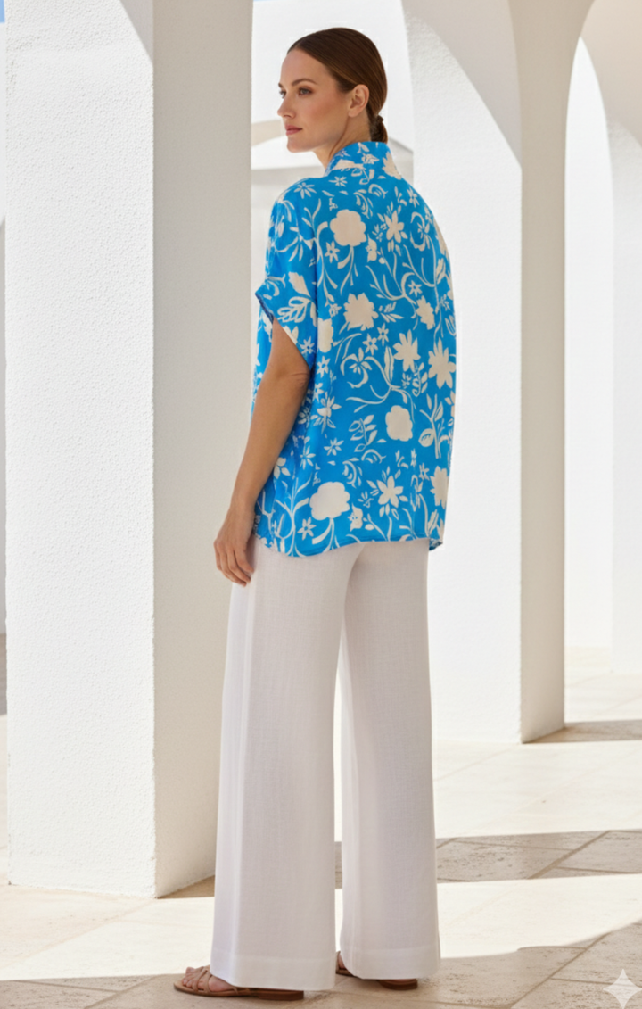 Inez Satin V-Neck Top