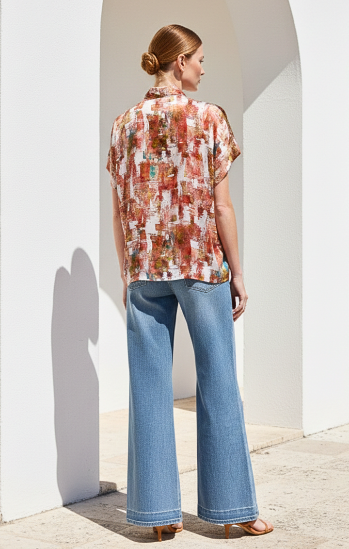 Inez Satin V-Neck Top