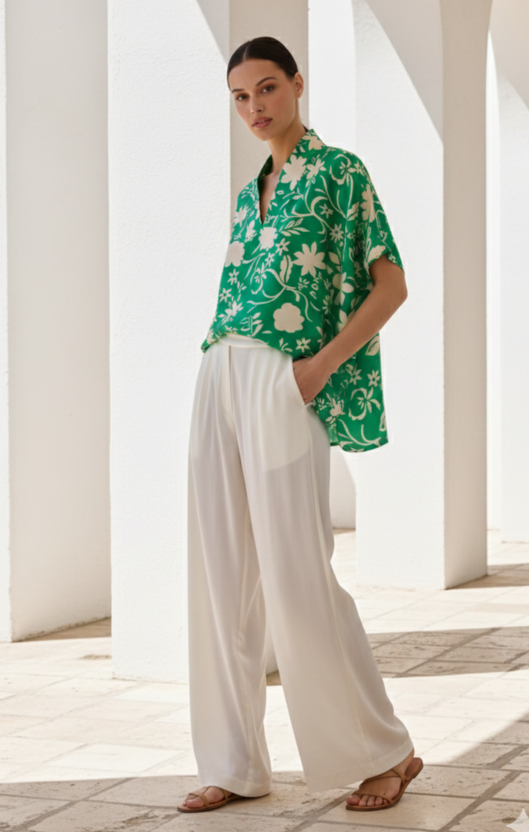 Inez Satin V-Neck Top